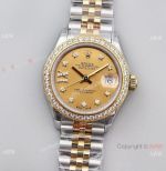 (TWS) Swiss Replica Rolex Datejust 28mm NH05 watch Champagne face Star Diamond